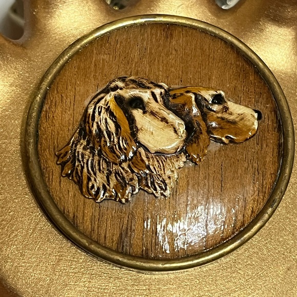 Vintage Jewelry - Vintage Carved Wood Dogs Brooch